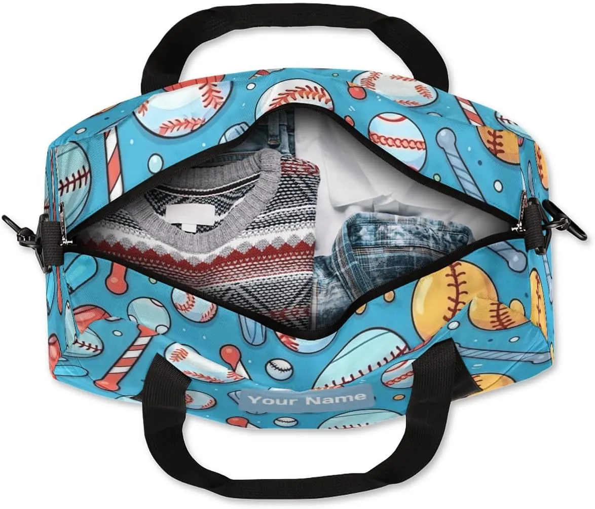 Personalized Sports Duffel Bag for Kids, Custom Dance Bag Gym Bag for Girls, Weekender Bags Travel Duffle Bag for Boys, Baseball Basketball Themed