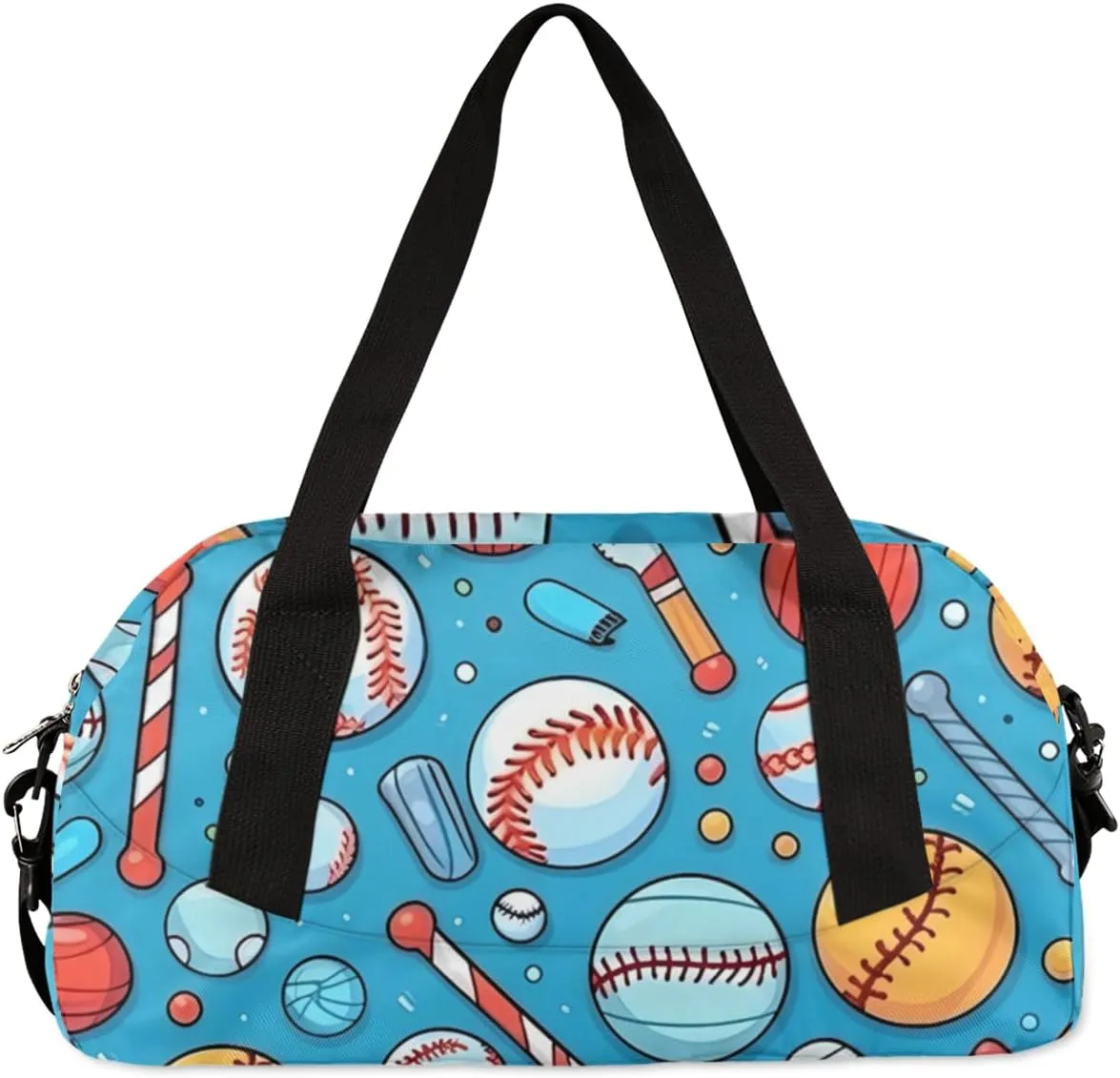 Personalized Sports Duffel Bag for Kids, Custom Dance Bag Gym Bag for Girls, Weekender Bags Travel Duffle Bag for Boys, Baseball Basketball Themed