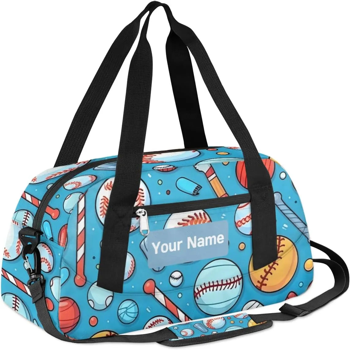 Personalized Sports Duffel Bag for Kids, Custom Dance Bag Gym Bag for Girls, Weekender Bags Travel Duffle Bag for Boys, Baseball Basketball Themed