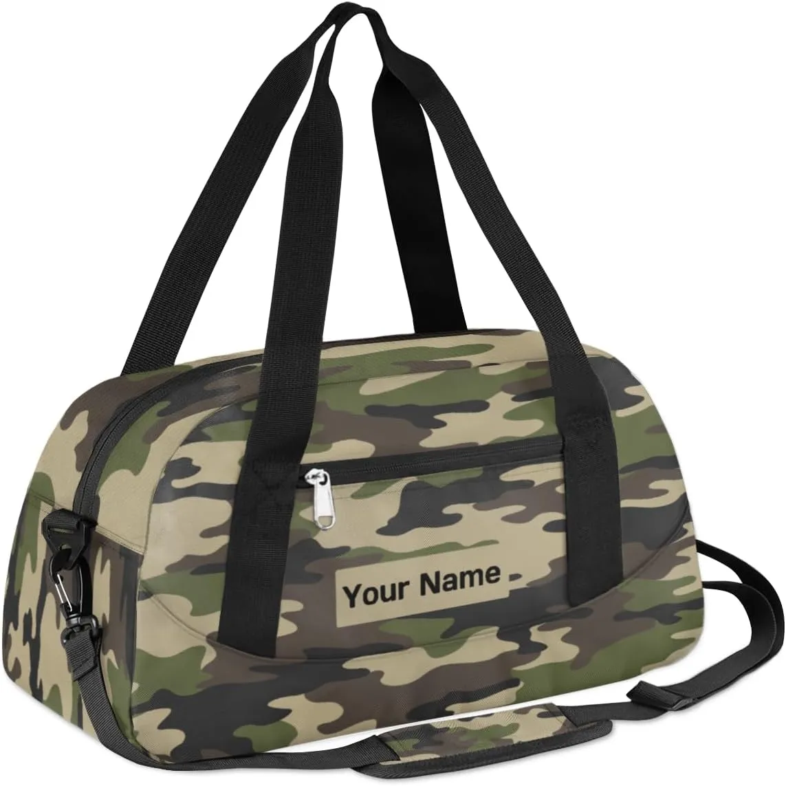 Personalized Sports Duffel Bag for Kids, Custom Dance Bag Gym Bag for Girls, Weekender Bags Travel Duffle Bag for Boys, Classic Camo Print Themed