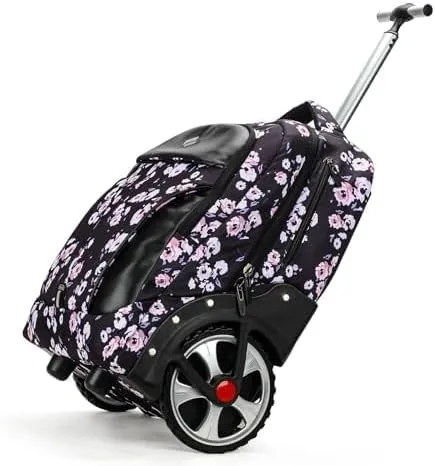 PINKSHE'S Rolling Backpack,Backpack with Wheels for Business,Wheeled Backpack Waterproof Travel Commuter for Adults,Fit 17inch Laptop (Floral, 20inch)