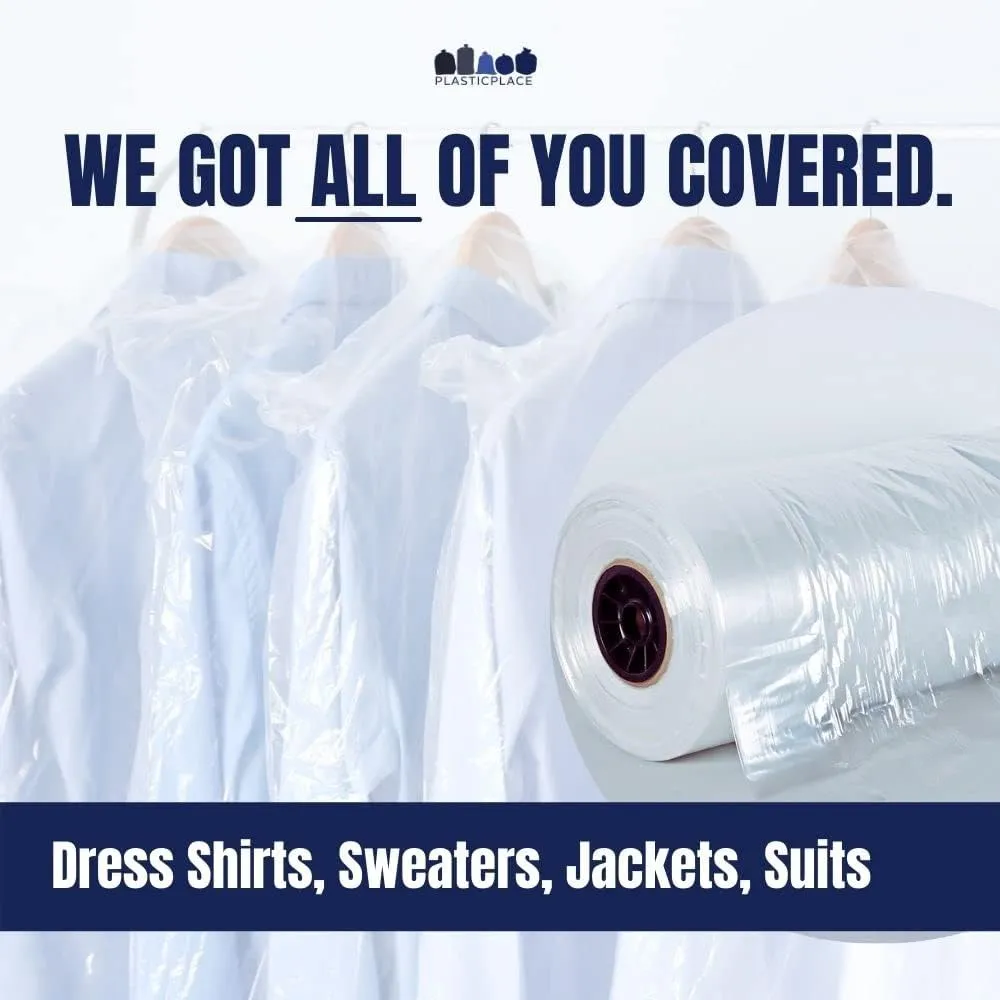 Plasticplace 0.65 Mil Garment Dry Cleaners Plastic Pants Bag, 21” x 7” x 30”, Clear, 577 Count