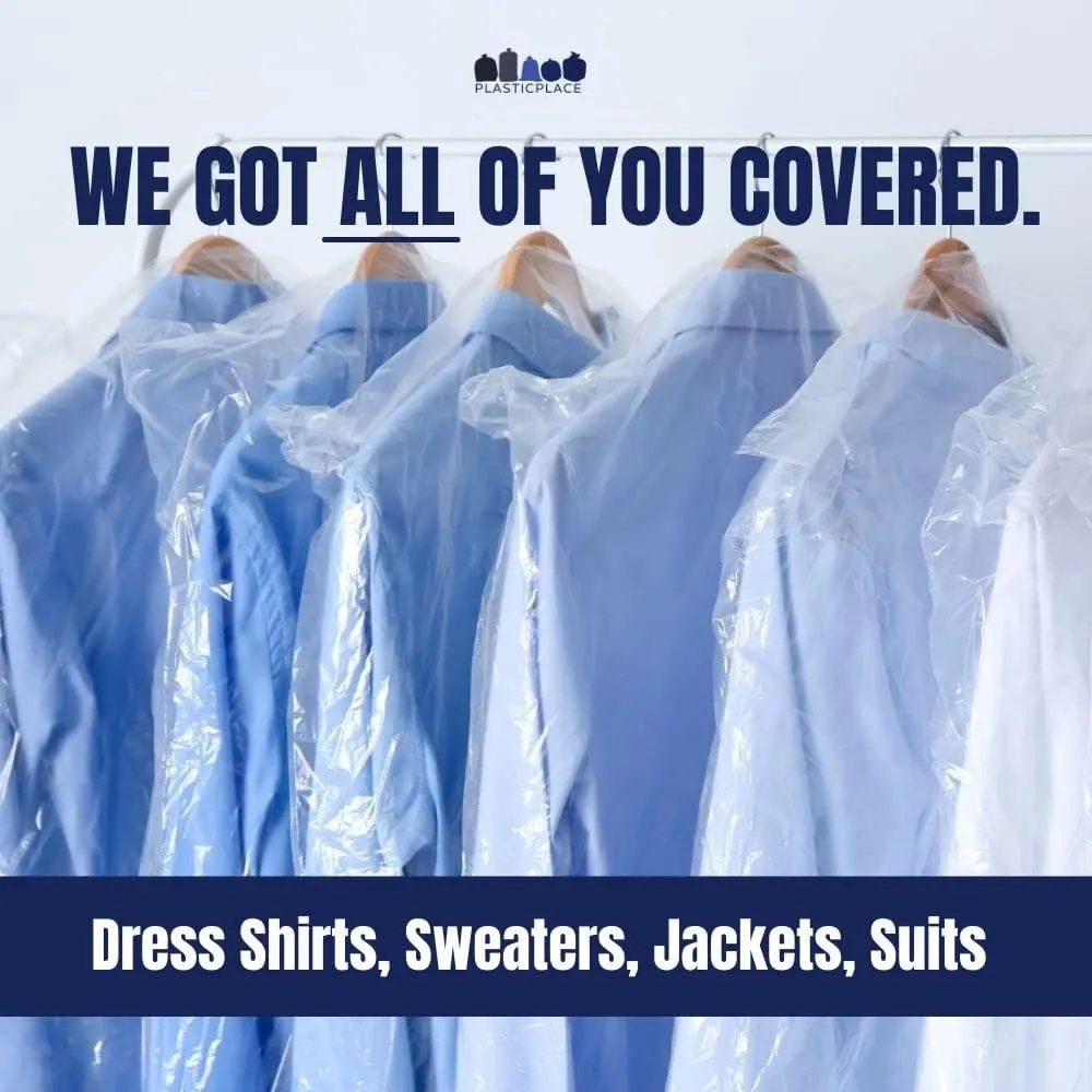 Plasticplace Clear Garment Bags Plastic Suit Bag 1.0 Mil 21" X 4" X 40" (50 Count)