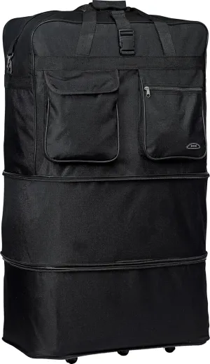 Pod 30" / 36" / 40" Expandable Rolling Wheeled Duffle bag Spinner Luggage suitcase (Black, 40-inch)