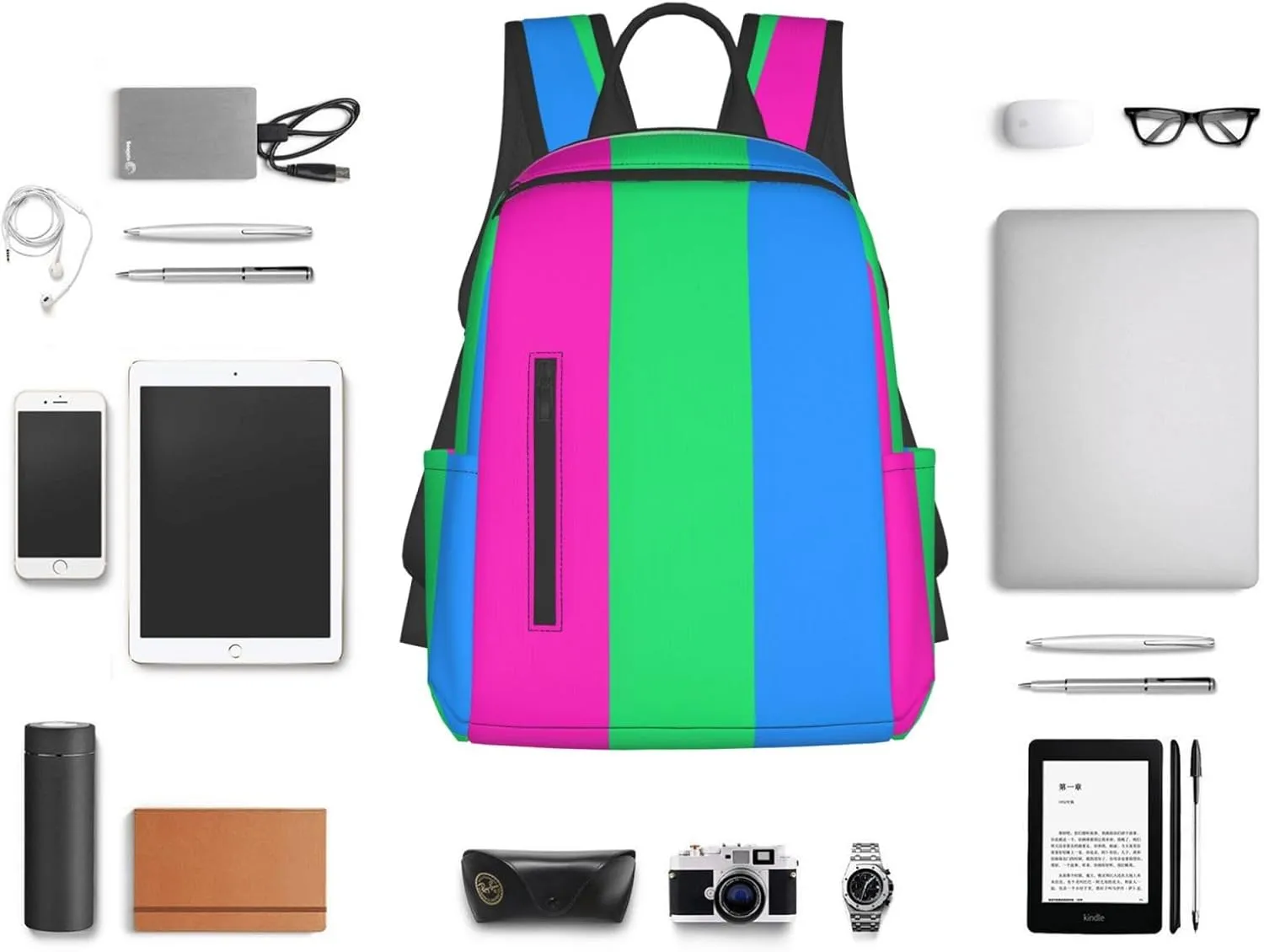 Polysexual Pride Flag Travel Laptop Backpack Casual Backpacks Double Shoulder Daypack Notebook Rucksack Work Bags Sports Bag for Hiking Camping Beach