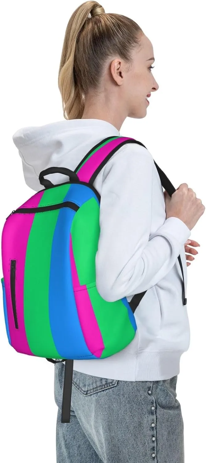 Polysexual Pride Flag Travel Laptop Backpack Casual Backpacks Double Shoulder Daypack Notebook Rucksack Work Bags Sports Bag for Hiking Camping Beach