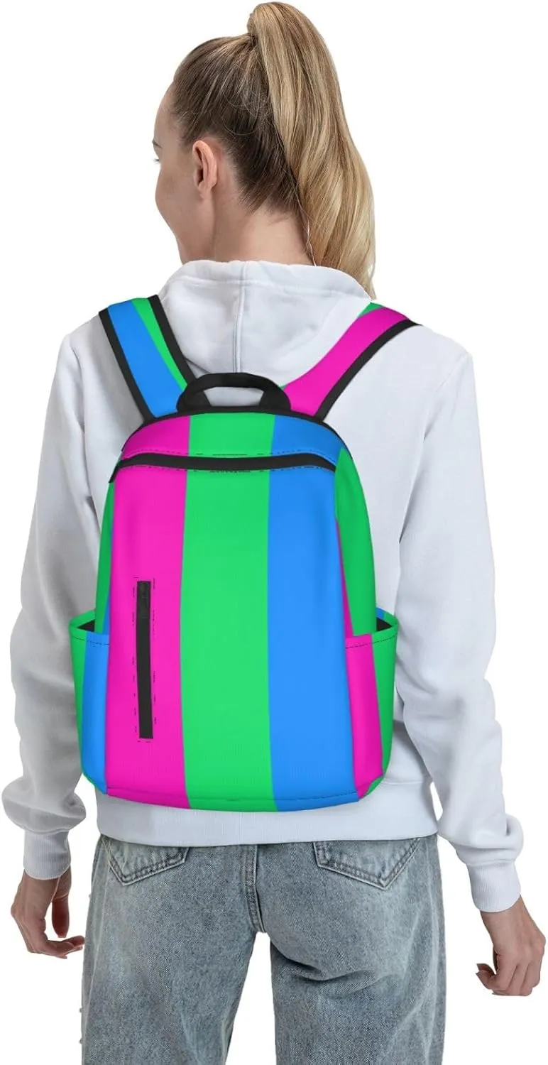 Polysexual Pride Flag Travel Laptop Backpack Casual Backpacks Double Shoulder Daypack Notebook Rucksack Work Bags Sports Bag for Hiking Camping Beach