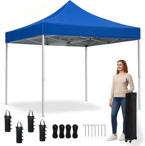 Pop Up Canopy Tent 10 x 10 FT,Instant Setup in 60 Seconds,Windproof Waterproof,Sun Shelter for Beach,Camping,Backyard,Outdoor Events(Portable with Carry Bag) Blue 6.6 * 6.6