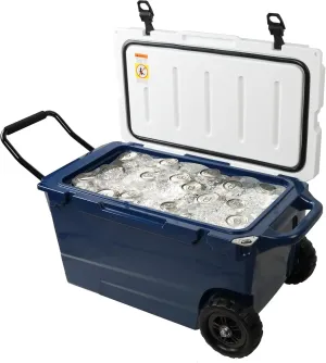 Portable 50 Quart Cooler with Wheels and Handle, Lightweight Ice Chest, Heavy-Duty Hard Cooler for Camping, Fishing & Travel Road Trips, 5-Day Cold Retention