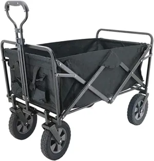 Portable Camping Cart,4 Wheeled Collapsible Festival Trolley,Folding Camping Cart with Lining,90kg Capacity Black