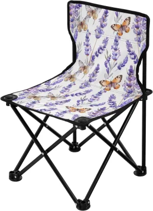 Portable Camping Chairs Lavender Purple Butterfly Lightweight Folding Chair for Camping, Beach, Picnic, Travel and Sports with Carry Bag 20858456