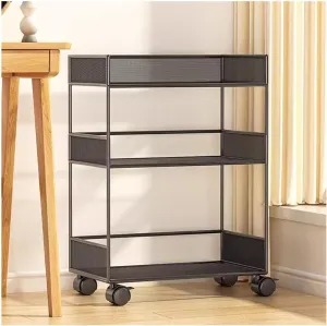 Portable Shopping Cart Mobile Bookshelf Book Storage Rack Wheeled Book Sorting Rack Seam Storage Rack Small Cart Grocery Trolley