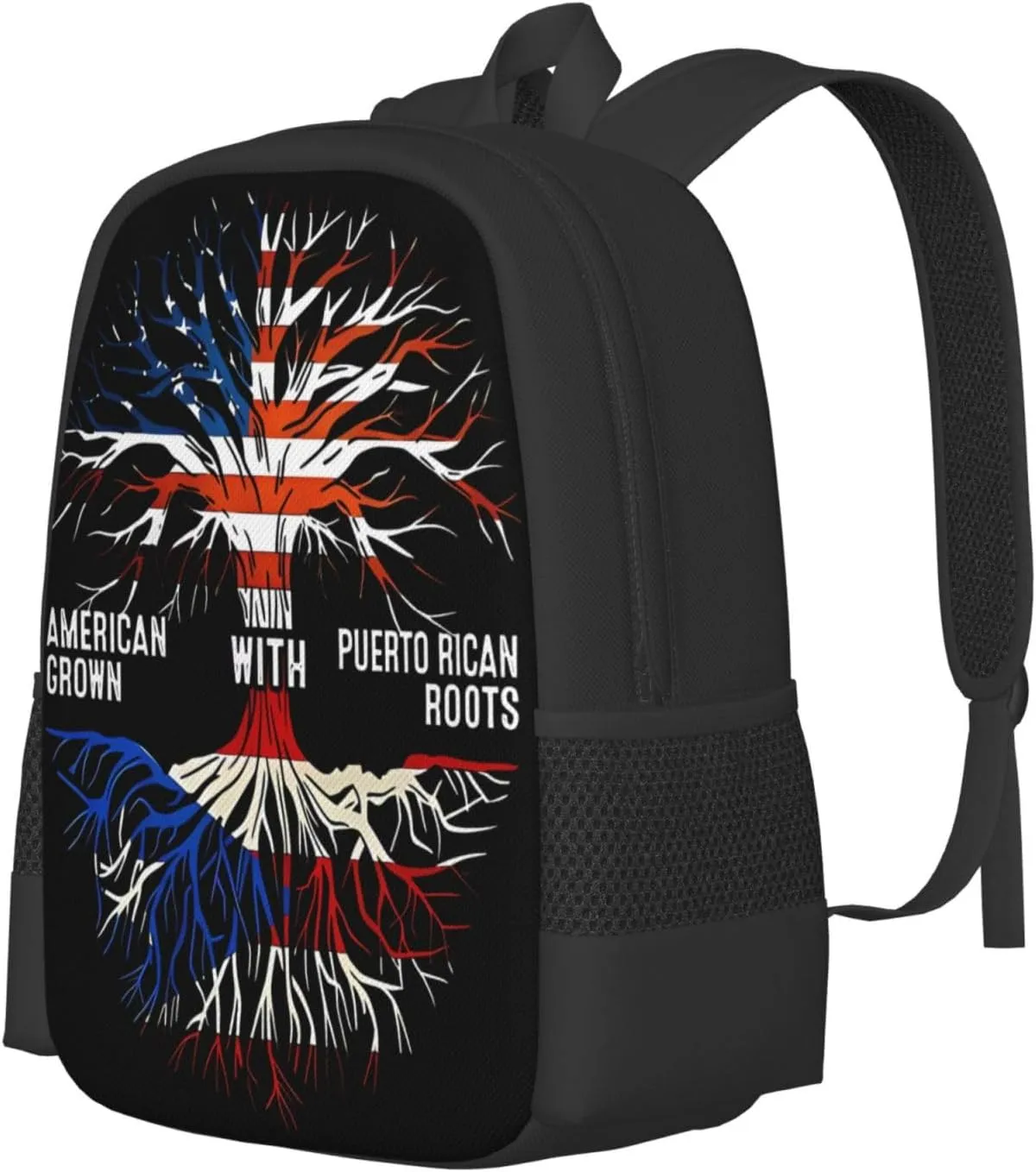 Puerto Rico Flag American Puerto Rican Roots Tree Casual Backpacks Large Capacity Backpack Laptop Rucksack Sport Daypack Commuter Bags with Adjustable Strap for Traveling Camping
