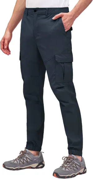 PULI Men's Waterproof Hiking Pants, Slim Fit Cargo Joggers, Stretch Quick Dry Outdoor Pants with Pockets
