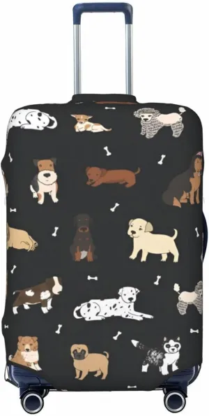 Puppy Dog Doodle Travel Luggage Cover Fits 18-32 Inch Luggage, Elastic Suitcase Cover Protector with Concealed Zipper for Wheeled Suitcase Travel Accessories