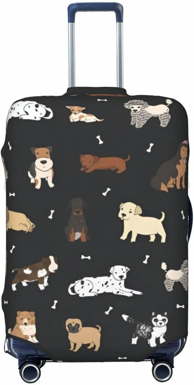 Puppy Dog Doodle Travel Luggage Cover Fits 18-32 Inch Luggage, Elastic Suitcase Cover Protector with Concealed Zipper for Wheeled Suitcase Travel Accessories