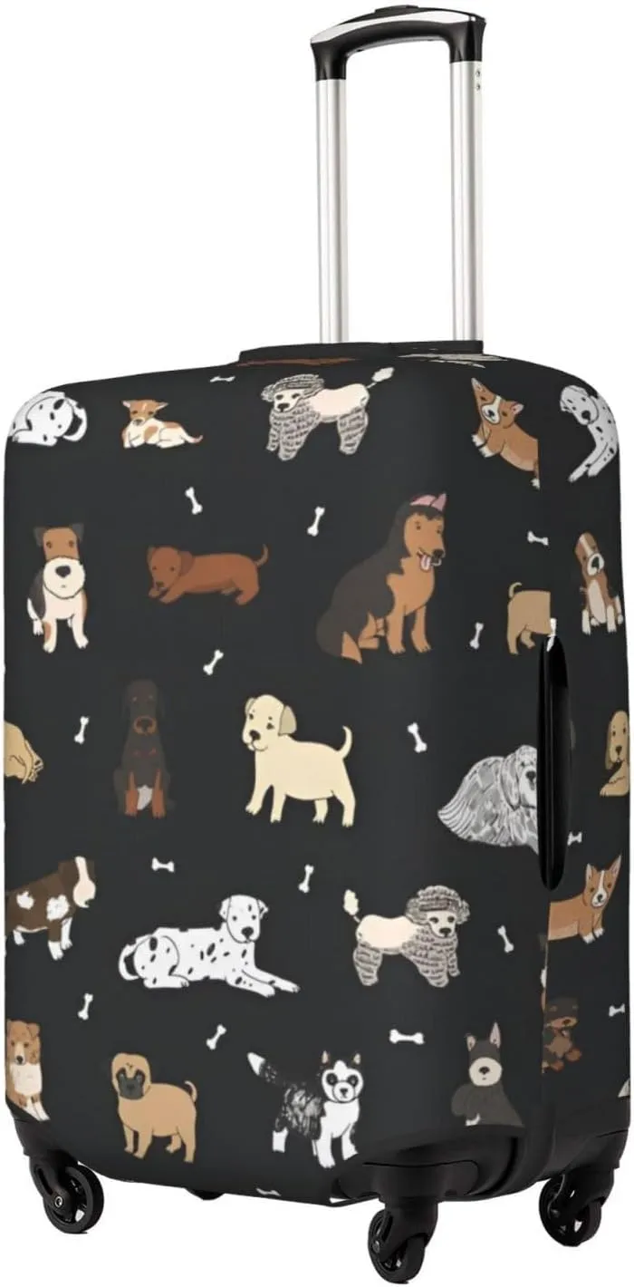 Puppy Dog Doodle Travel Luggage Cover Fits 18-32 Inch Luggage, Elastic Suitcase Cover Protector with Concealed Zipper for Wheeled Suitcase Travel Accessories