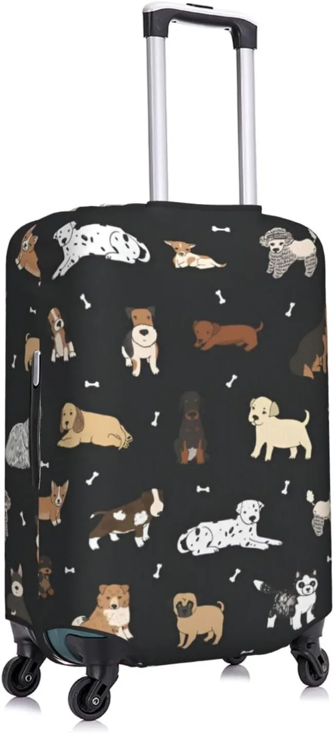 Puppy Dog Doodle Travel Luggage Cover Fits 18-32 Inch Luggage, Elastic Suitcase Cover Protector with Concealed Zipper for Wheeled Suitcase Travel Accessories