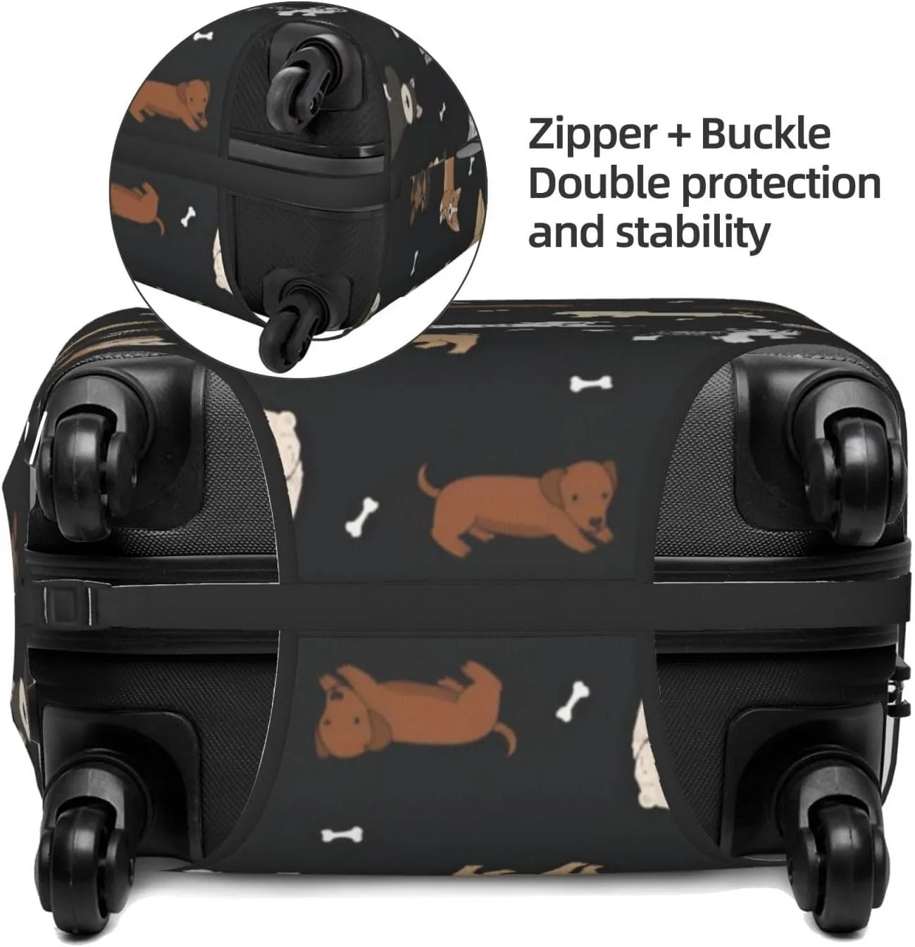Puppy Dog Doodle Travel Luggage Cover Fits 18-32 Inch Luggage, Elastic Suitcase Cover Protector with Concealed Zipper for Wheeled Suitcase Travel Accessories