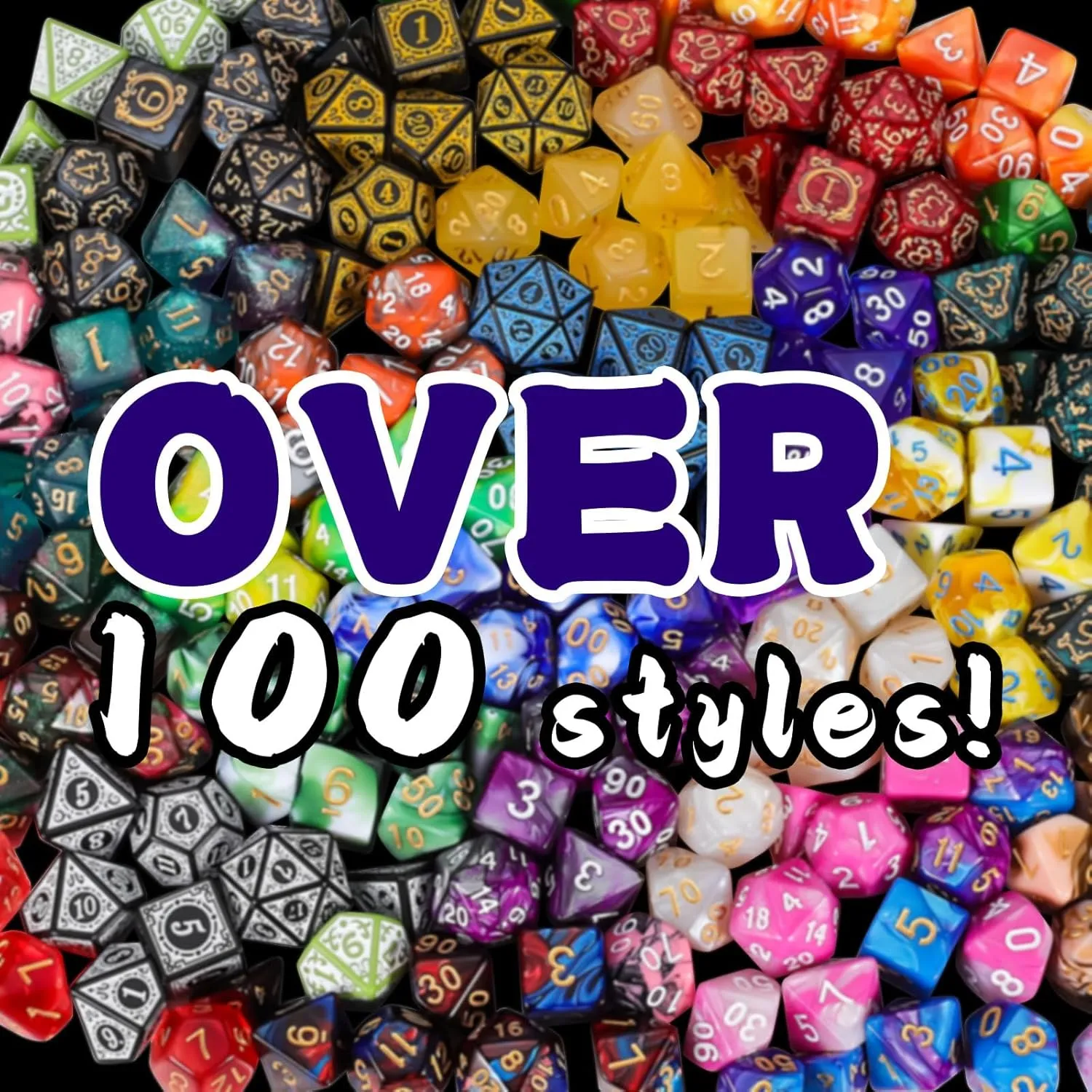 QMAY Polyhedral Dice - 48PCS Mystery Dice Set, Various Styles, Random DND Dice Patterns & Dice Bag, 6 Mystery Bags, D&D Gifts for Dungeons and Dragons, RPG, MTG,Role Playing Table Game