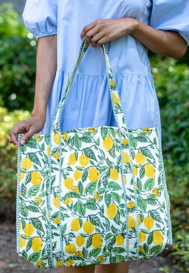 Quilted Tote Bag with Travel Pouch