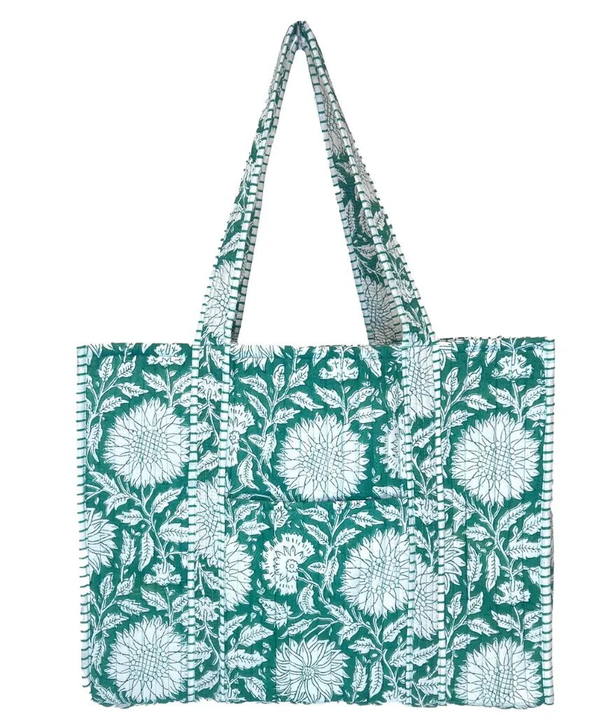 Quilted Tote Bag with Travel Pouch