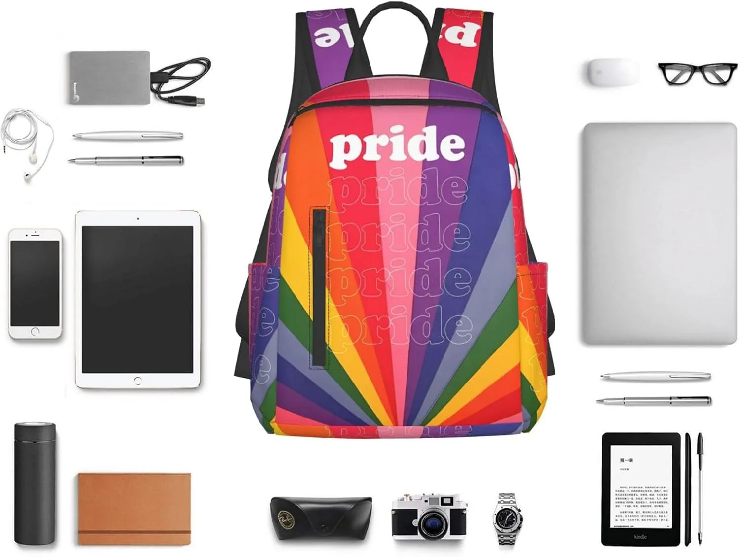 Rainbow Pride Flag LGBT Gay Travel Laptop Backpack Casual Backpacks Double Shoulder Daypack Notebook Rucksack Work Bags Sports Bag for Hiking Camping Beach