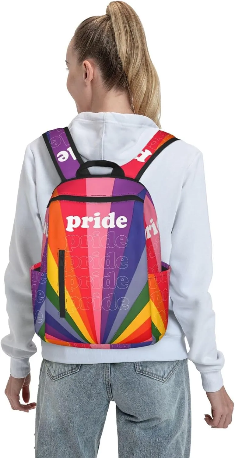 Rainbow Pride Flag LGBT Gay Travel Laptop Backpack Casual Backpacks Double Shoulder Daypack Notebook Rucksack Work Bags Sports Bag for Hiking Camping Beach