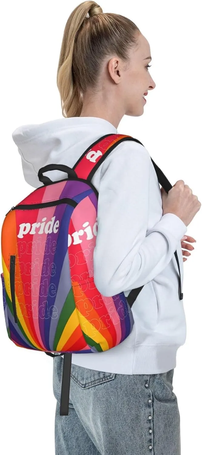 Rainbow Pride Flag LGBT Gay Travel Laptop Backpack Casual Backpacks Double Shoulder Daypack Notebook Rucksack Work Bags Sports Bag for Hiking Camping Beach