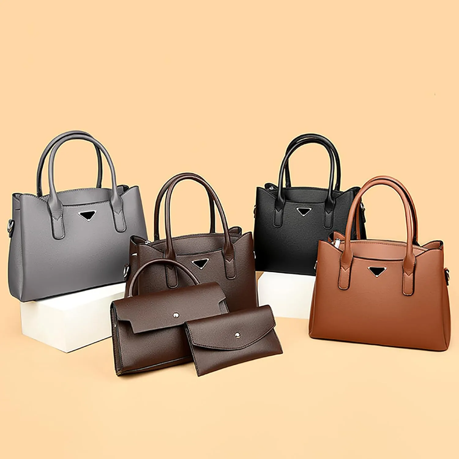 Real Genuine Leather Versatile 3-Piece Handbag Set For Women Tote Bag With Matching handbag and Clutch For Women