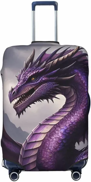 Realistic Purple Dragon Travel Luggage Cover Fits 18-32 Inch Luggage, Elastic Suitcase Cover Protector with Concealed Zipper for Wheeled Suitcase Tsa Approved
