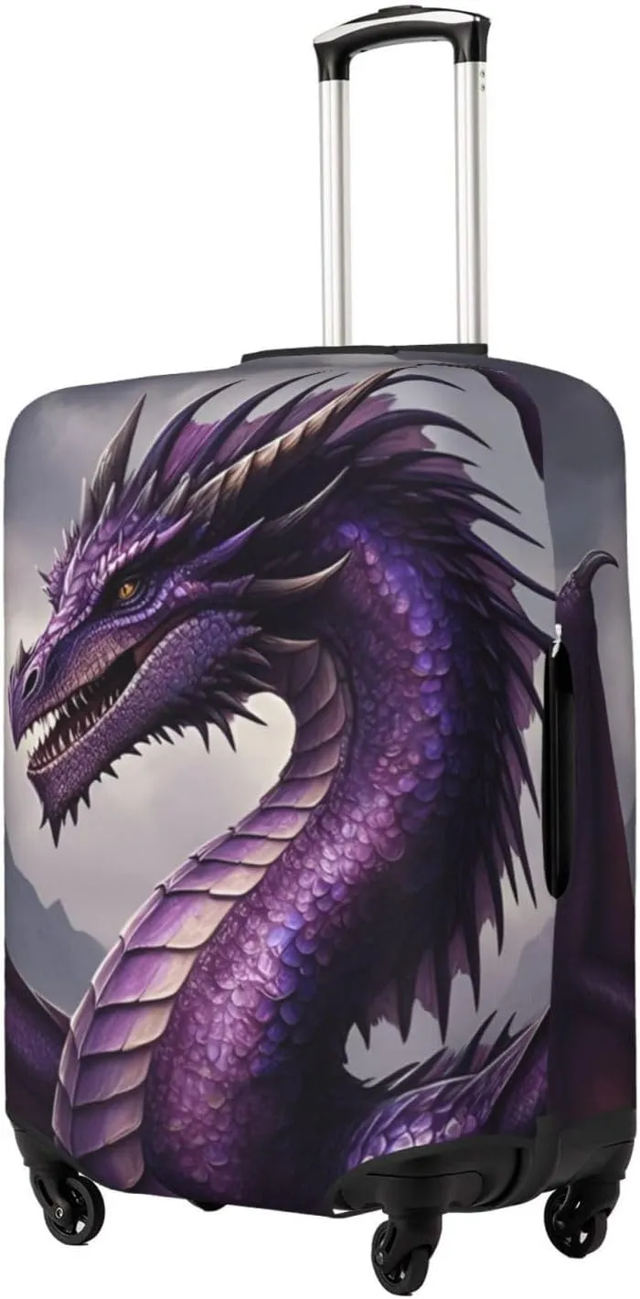 Realistic Purple Dragon Travel Luggage Cover Fits 18-32 Inch Luggage, Elastic Suitcase Cover Protector with Concealed Zipper for Wheeled Suitcase Tsa Approved