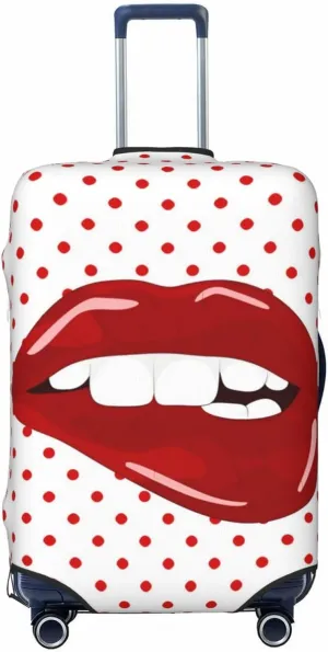 Red Lips Travel Luggage Cover Fits 18-32 Inch Luggage, Elastic Suitcase Cover Protector with Concealed Zipper for Wheeled Suitcase Tsa Approved