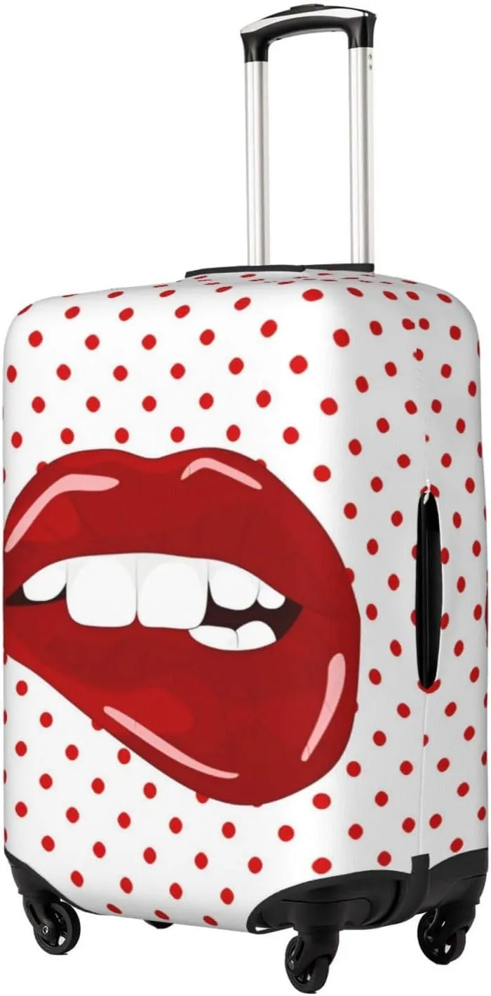 Red Lips Travel Luggage Cover Fits 18-32 Inch Luggage, Elastic Suitcase Cover Protector with Concealed Zipper for Wheeled Suitcase Tsa Approved