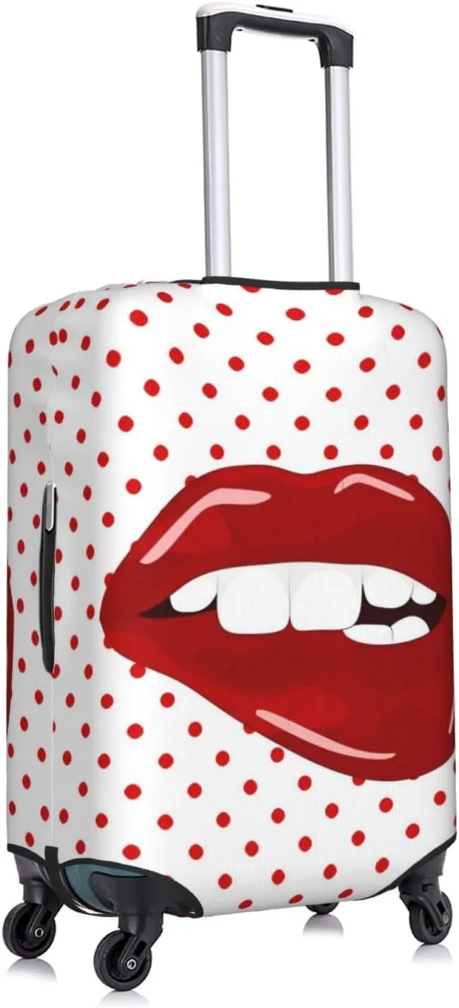 Red Lips Travel Luggage Cover Fits 18-32 Inch Luggage, Elastic Suitcase Cover Protector with Concealed Zipper for Wheeled Suitcase Tsa Approved