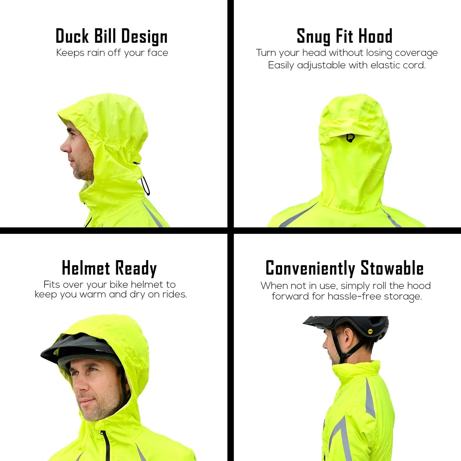 Reflective Windbreaker Jacket for Cycling and Running - High Visibility Cycling Jacket with Hood And Pit Vents