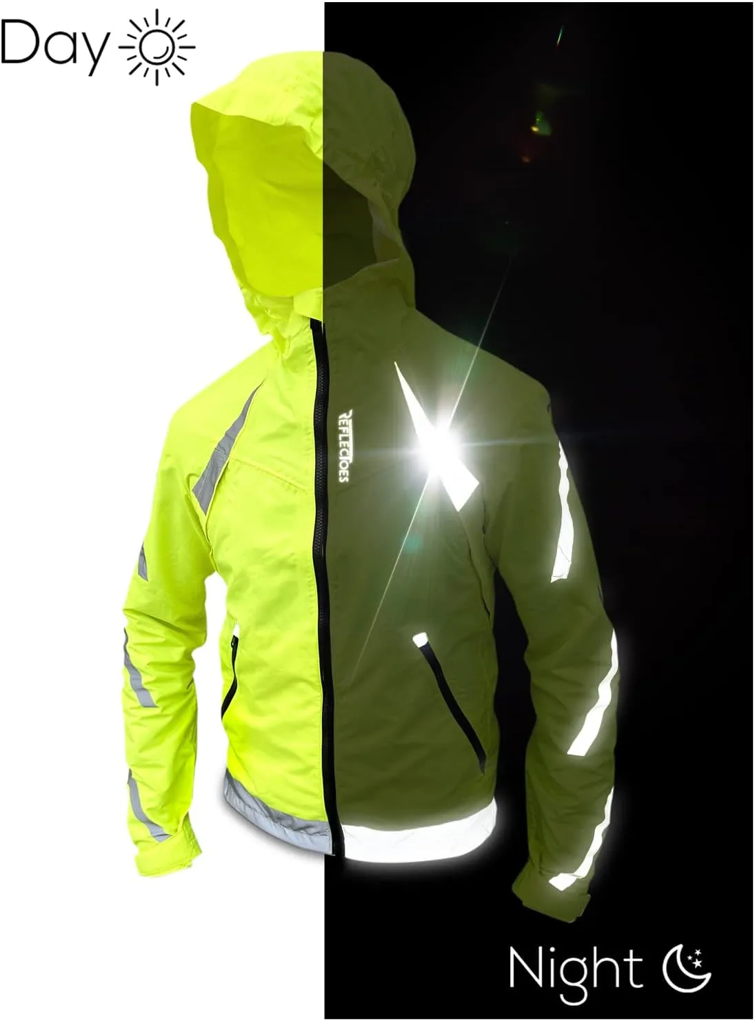 Reflective Windbreaker Jacket for Cycling and Running - High Visibility Cycling Jacket with Hood And Pit Vents