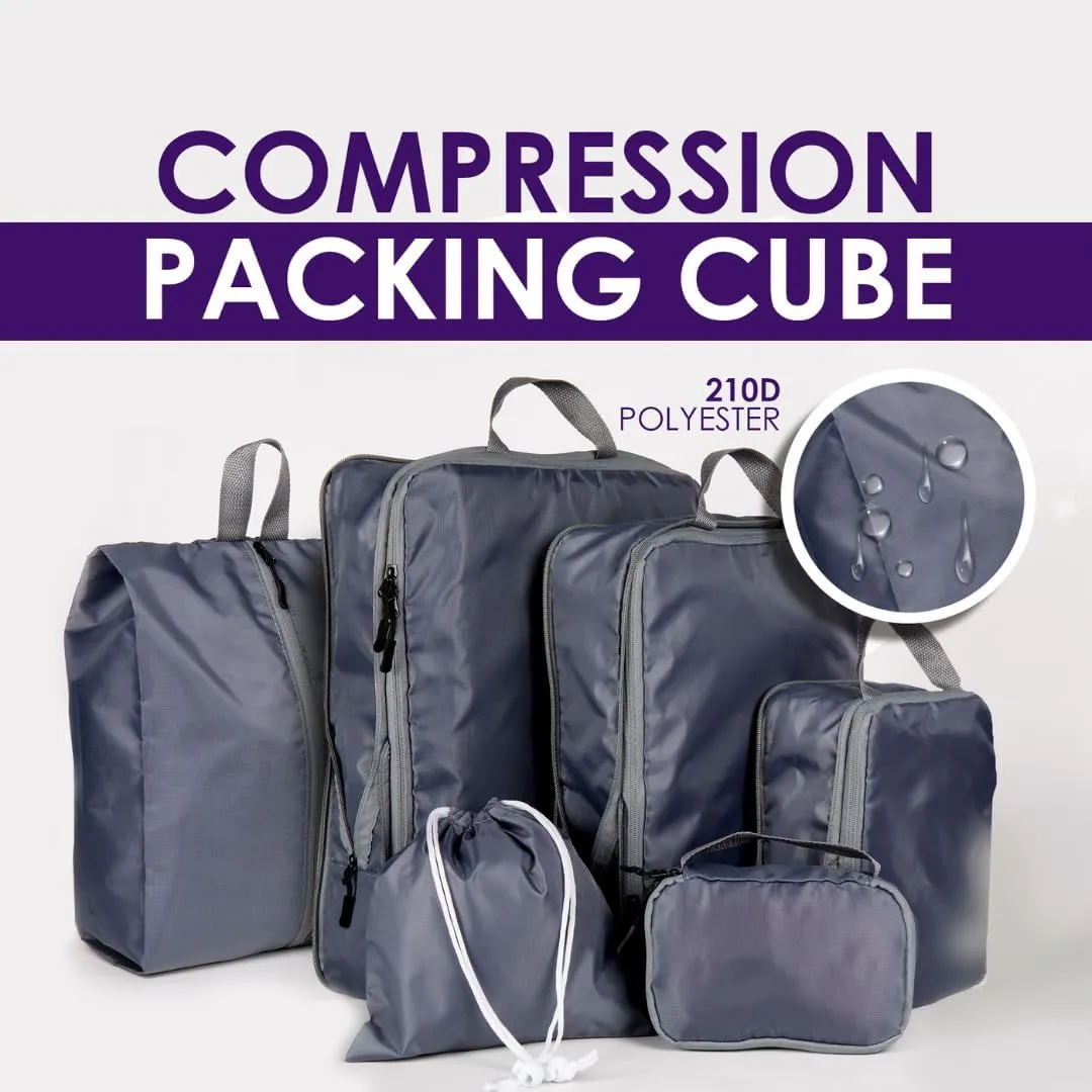 REGINAR Compression Packing Cubes Travel Set of 6, Travel Cubes for Packing and Organizing, Travel Compression Bags for Packing, Ideal Travel Accessories for Suitcases, Luggage or Backpacks