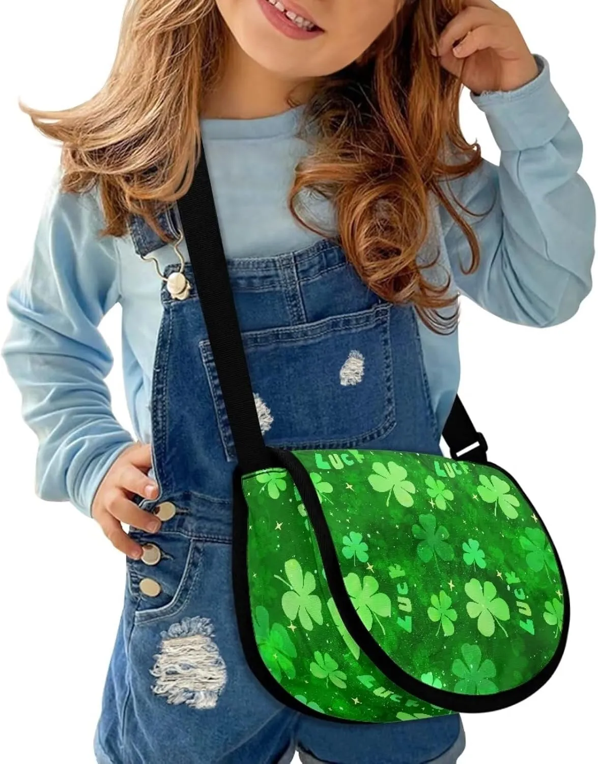 Renewold St. Patrick's Day Luck Print Crossbody Bags for Girls Boys, Child Teens Purse Bag, Shoulder Sling Handbags Soft Comfortable Cross Body Bag Messenger Bags, for Casual Party St. Patrick's Day