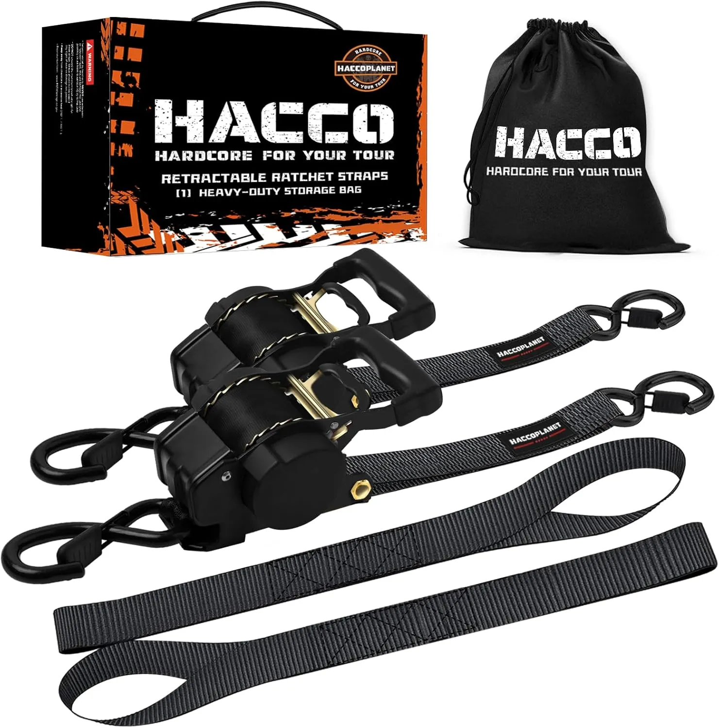 Retractable Ratchet Straps - 2In x 10FT Upgraded Controlled Retraction Ratchet Straps 4408lb Break Strength Heavy Duty Auto Self Retracting Tie Down Strap for Truck, Trailer, Motorcycle (2Inch-2pk)