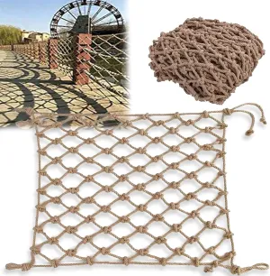 Retro Decorative Protection Net, 3x3FT / 1x1(M) Woven Safety Nets, Outdoor Garden Bar Restaurant Photo Wall Playground Rope Netting, Anti-Climbing Grid (Rope Dia 1cm)