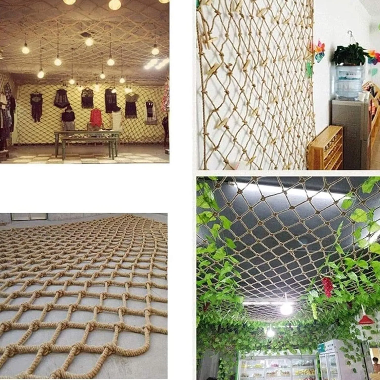 Retro Decorative Protection Net, 3x3FT / 1x1(M) Woven Safety Nets, Outdoor Garden Bar Restaurant Photo Wall Playground Rope Netting, Anti-Climbing Grid (Rope Dia 1cm)