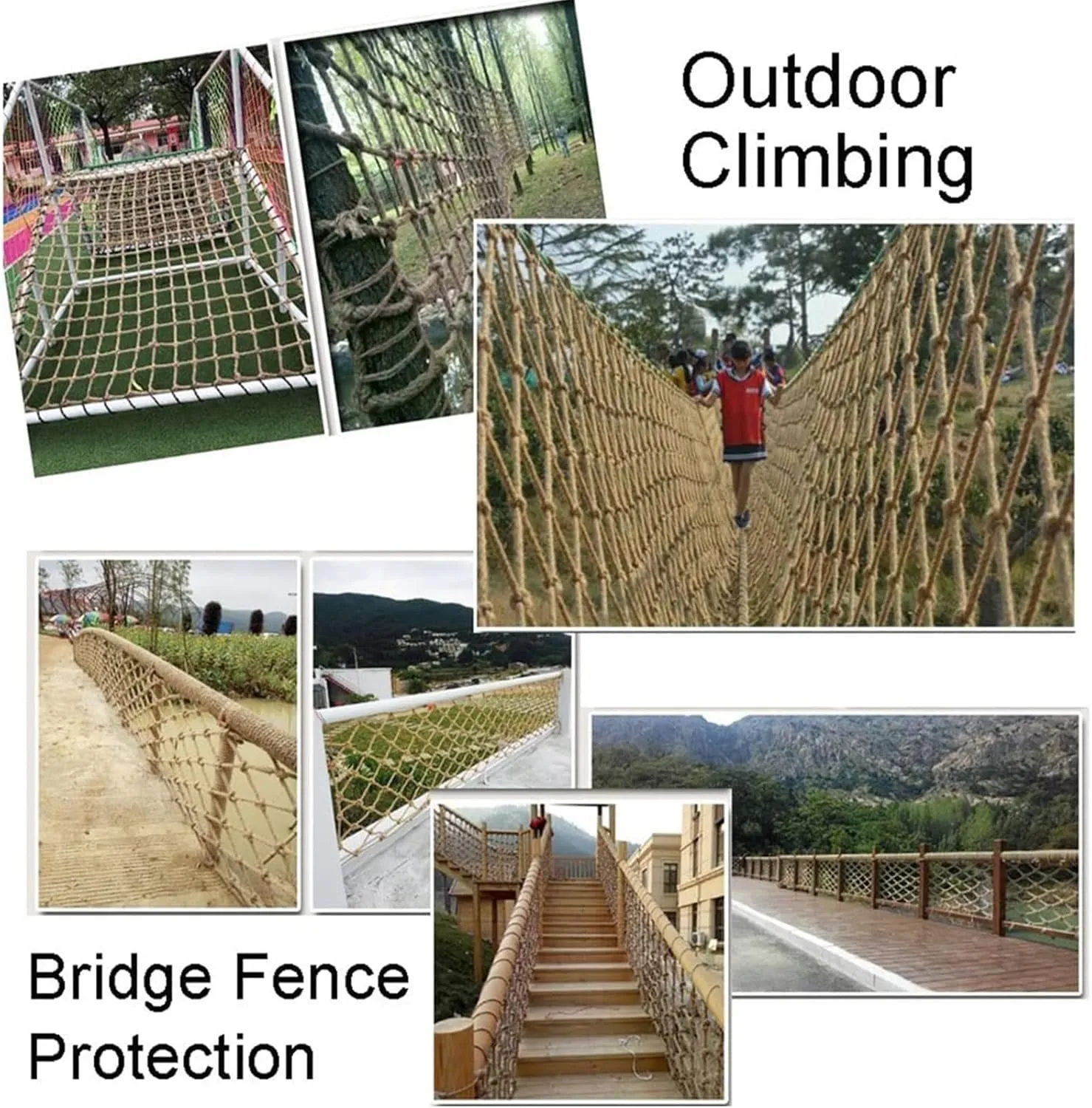 Retro Decorative Protection Net, 3x3FT / 1x1(M) Woven Safety Nets, Outdoor Garden Bar Restaurant Photo Wall Playground Rope Netting, Anti-Climbing Grid (Rope Dia 1cm)