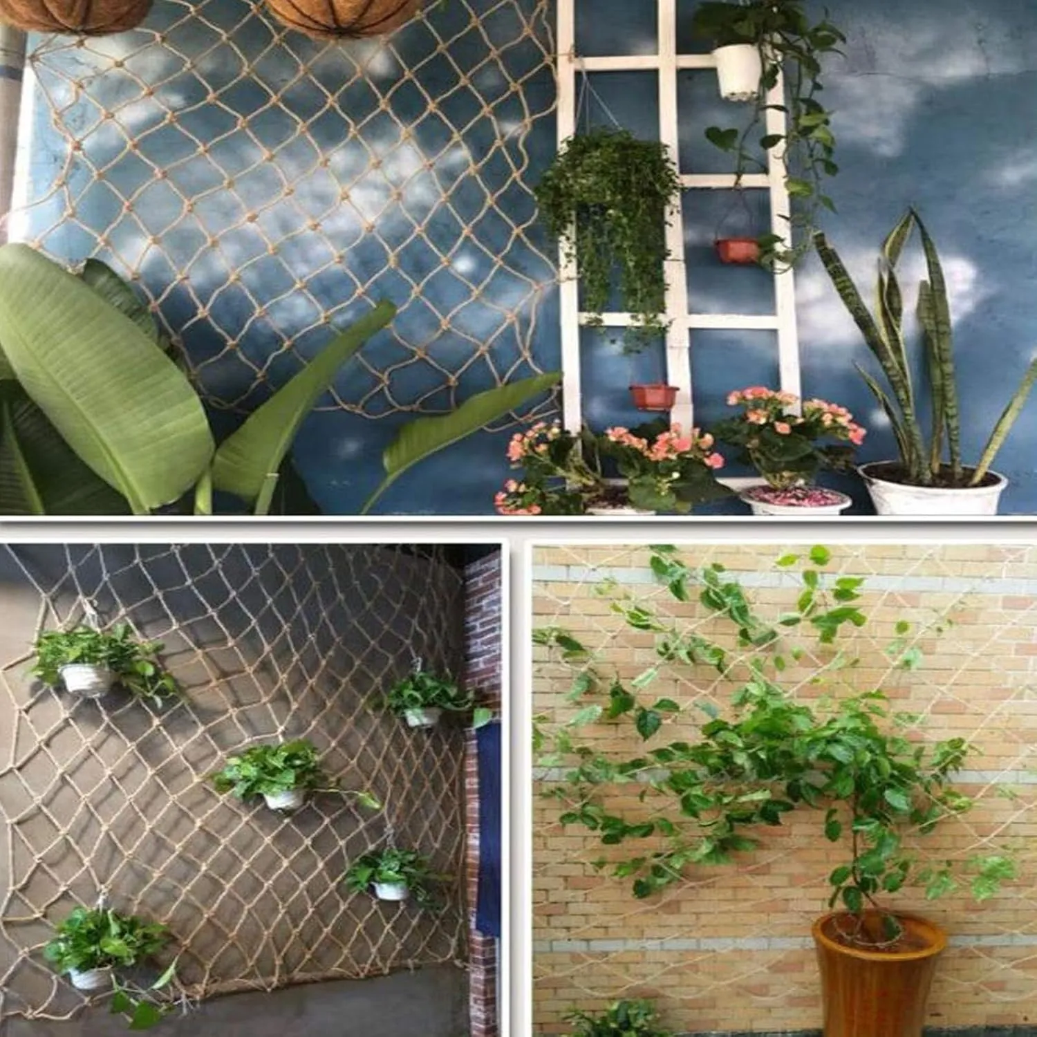 Retro Decorative Protection Net, 3x3FT / 1x1(M) Woven Safety Nets, Outdoor Garden Bar Restaurant Photo Wall Playground Rope Netting, Anti-Climbing Grid (Rope Dia 1cm)