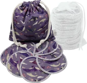 Reusable Pads, Makeup Remover, Organic Cotton Rounds, Pads Facial Rounds Fabric Pouch Laundry Bag (Whale)