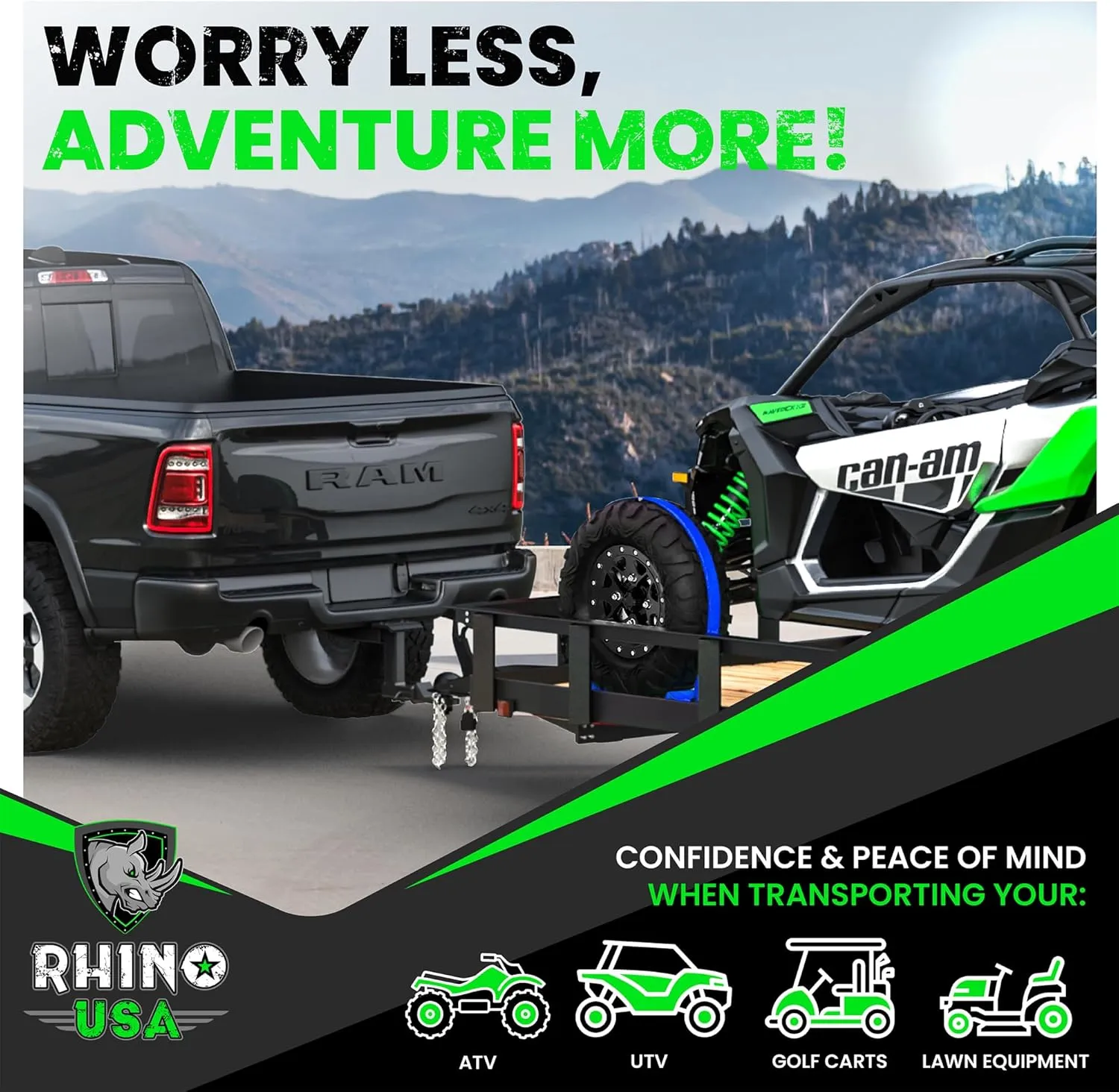 Rhino USA E Track Ratchet Tie Down Straps (4,500lb Break Strength) - Includes (4) Premium 2" x 16' eTrack Tie Downs - Ultimate Heavy Duty eTrack Cargo Strap System for Trailer, Truck, Motorcycle