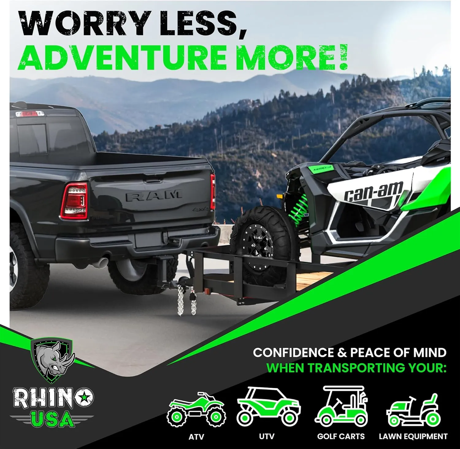 Rhino USA E Track Ratchet Tie Down Straps (4,500lb Break Strength) - Includes (4) Premium 2" x 16' eTrack Tie Downs - Ultimate Heavy Duty eTrack Cargo Strap System for Trailer, Truck, Motorcycle
