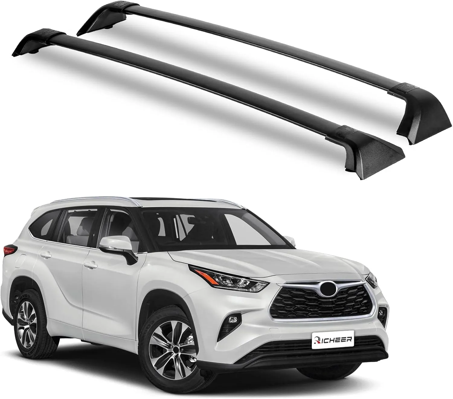 Richeer 220LBS Roof Rack Cross Bars Fit for 2020-2025 Highlander XLE XSE Limited Platinum Hybrid with Raised Side Rails, Heavy Duty Aluminum Cross Bar for Cargo Racks Rooftop Luggage Bicycle Roof Bag