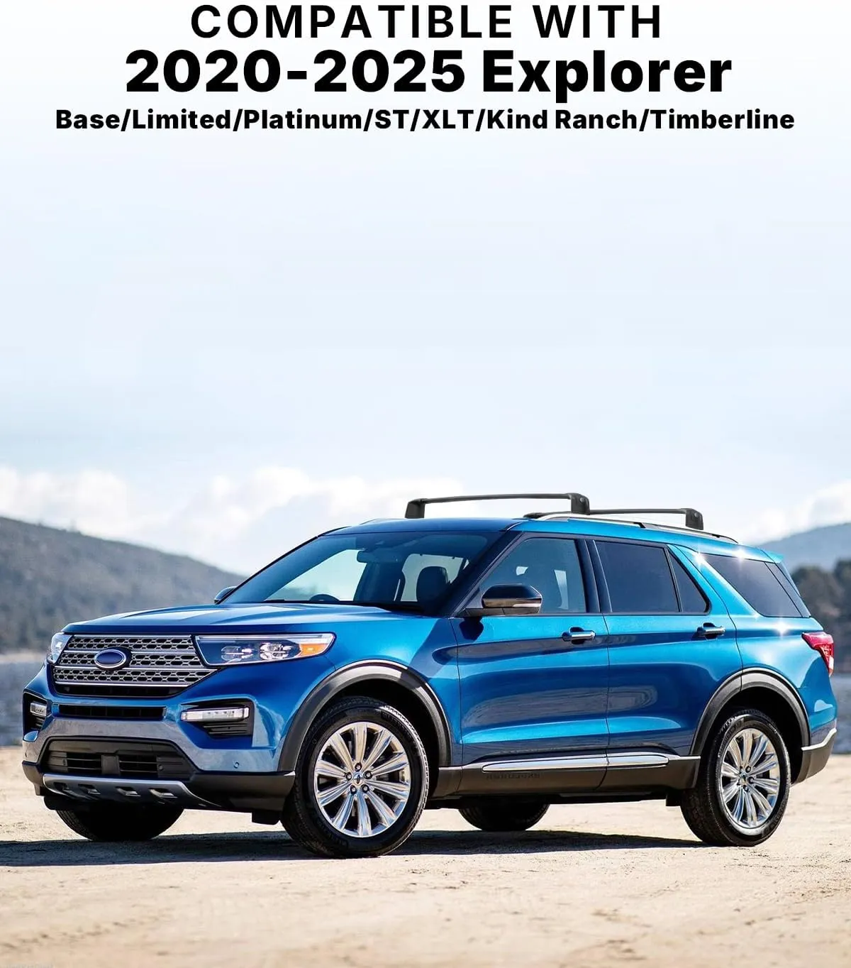 Richeer 220LBS Roof Rack Cross Bars for 2020-2025 Explorer with Side Rails, Heavy Duty Aluminum Cross Bar with Anti-Theft Locks for Cargo Racks Rooftop Luggage Canoe Kayak Bicycle Roof Bag