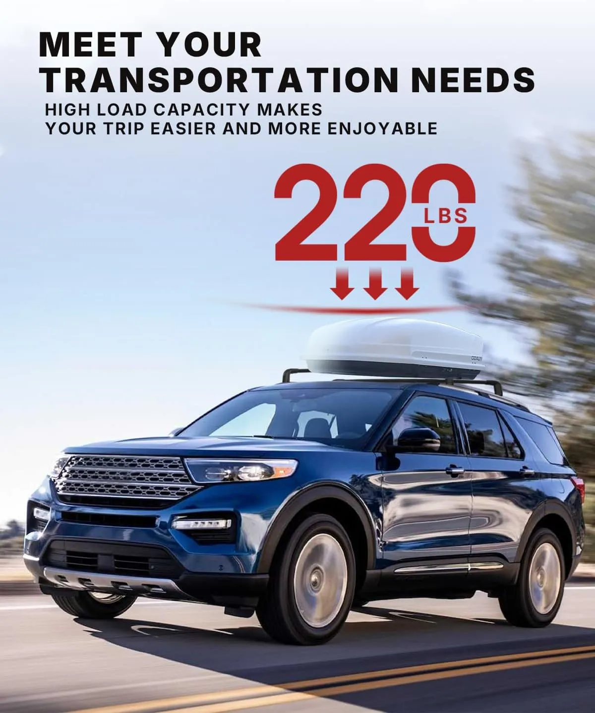 Richeer 220LBS Roof Rack Cross Bars for 2020-2025 Explorer with Side Rails, Heavy Duty Aluminum Cross Bar with Anti-Theft Locks for Cargo Racks Rooftop Luggage Canoe Kayak Bicycle Roof Bag